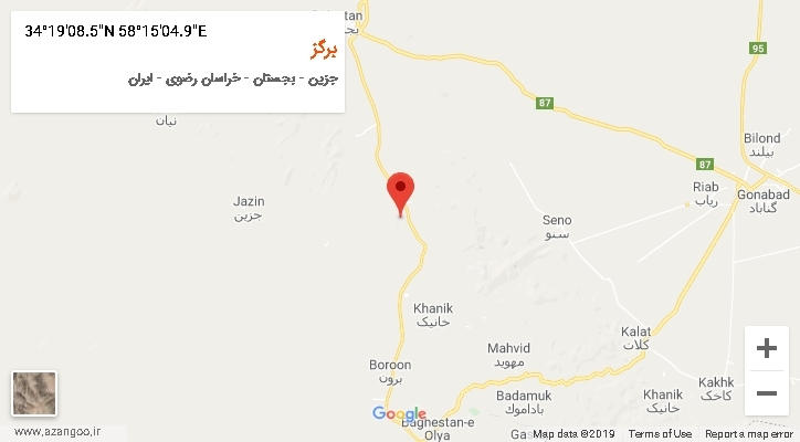 روستای برگز بر روی نقشه