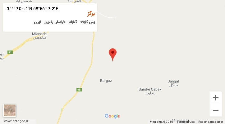 روستای برگز بر روی نقشه