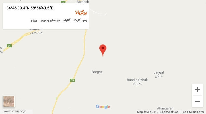 روستای برگزبالا بر روی نقشه