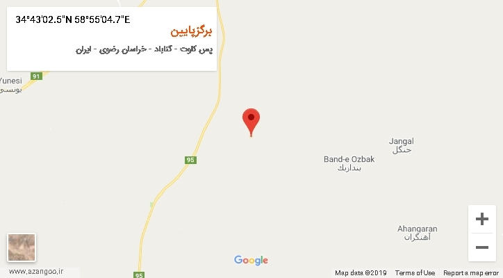 روستای برگزپایین بر روی نقشه