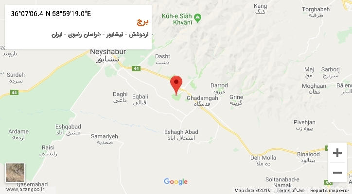 روستای برج بر روی نقشه