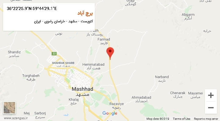 روستای برج آباد بر روی نقشه