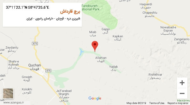 روستای برج قارداش بر روی نقشه