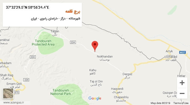 روستای برج قلعه بر روی نقشه