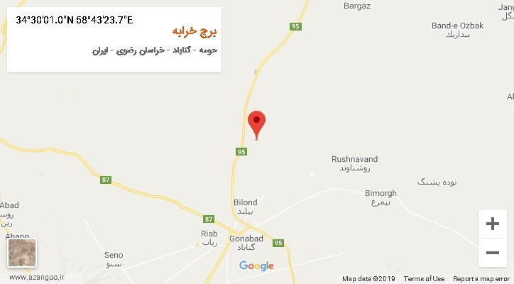 روستای برج خرابه بر روی نقشه