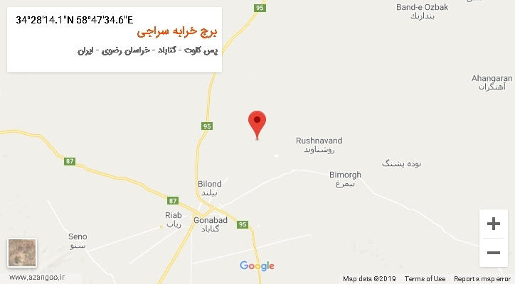 روستای برج خرابه سراجی بر روی نقشه