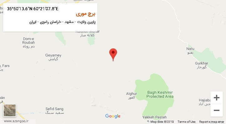 روستای برج موری بر روی نقشه