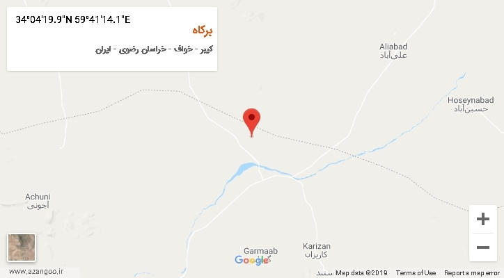 روستای برکاه بر روی نقشه