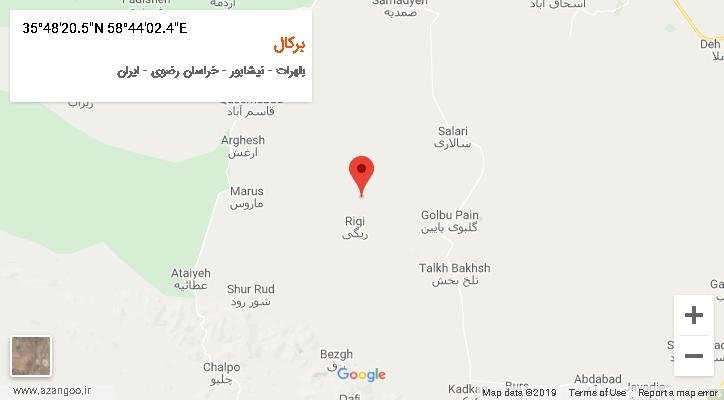 روستای برکال بر روی نقشه