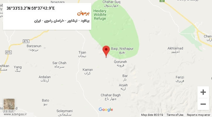 روستای برمهان بر روی نقشه