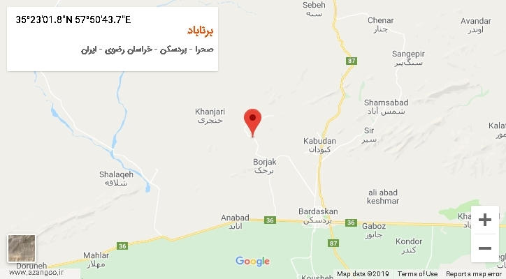 روستای برناباد بر روی نقشه