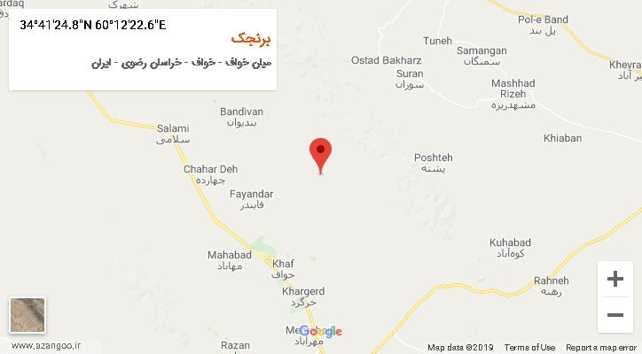روستای برنجک بر روی نقشه
