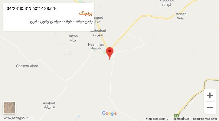 روستای برنجک بر روی نقشه