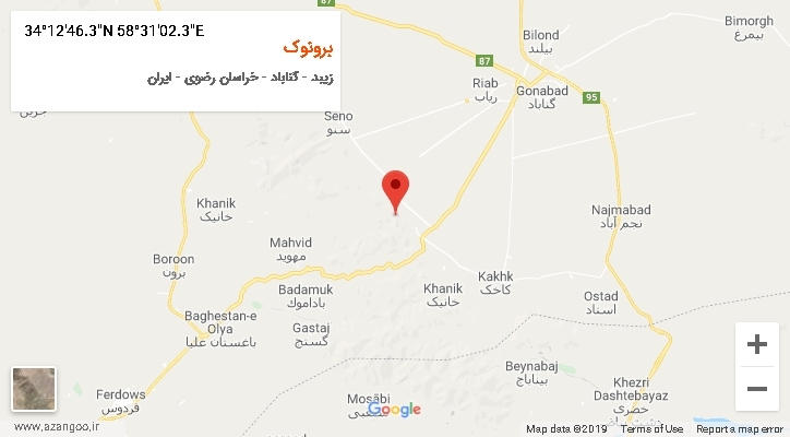 روستای برونوک بر روی نقشه