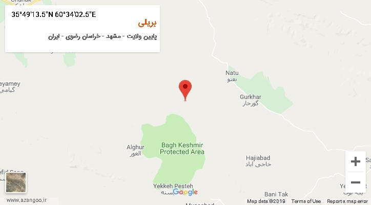 روستای بریلی بر روی نقشه
