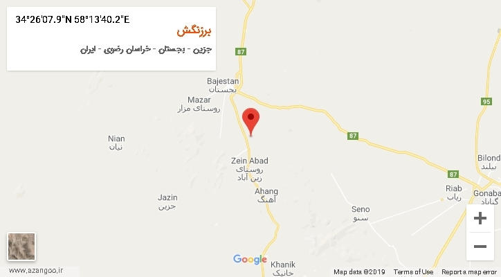 روستای برزنگش بر روی نقشه