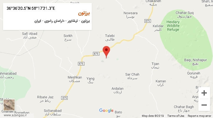 روستای برزنون بر روی نقشه