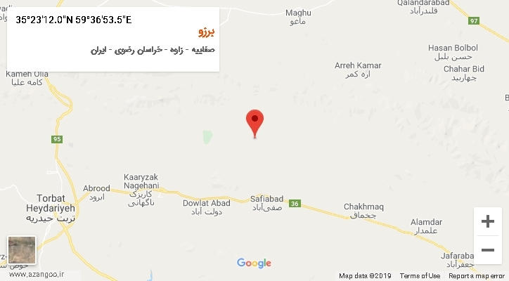 روستای برزو بر روی نقشه