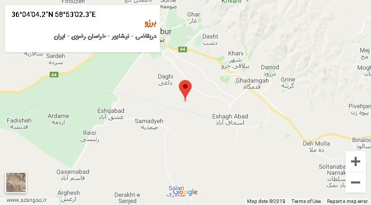 روستای برزو بر روی نقشه