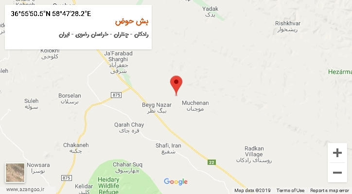 روستای بش حوض بر روی نقشه