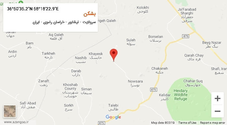 روستای بشکن بر روی نقشه