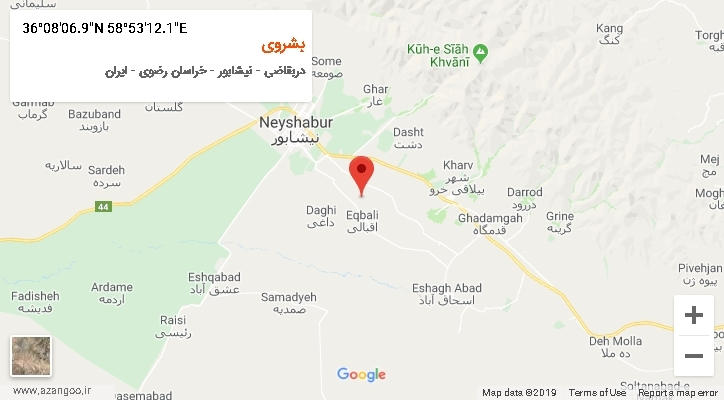 روستای بشروی بر روی نقشه