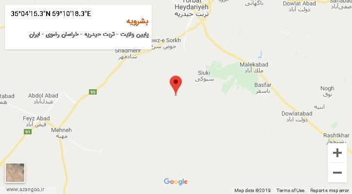 روستای بشرویه بر روی نقشه