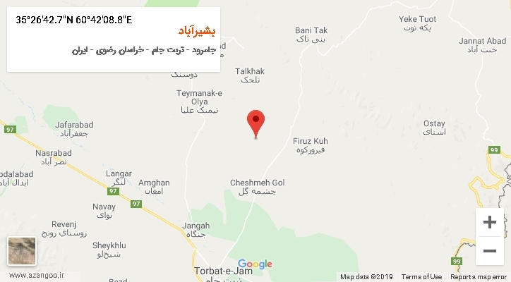 روستای بشیرآباد بر روی نقشه