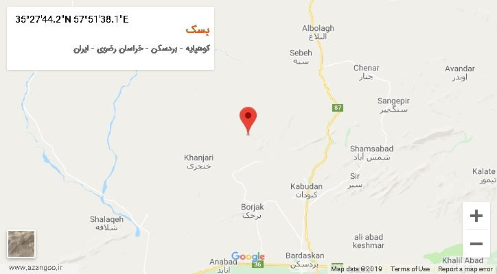 روستای بسک بر روی نقشه