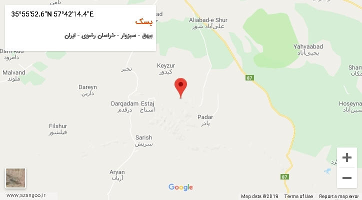 روستای بسک بر روی نقشه