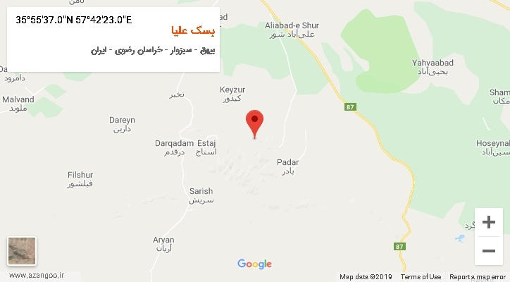 روستای بسک علیا بر روی نقشه
