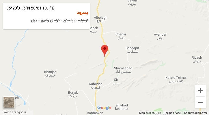 روستای بسرود بر روی نقشه