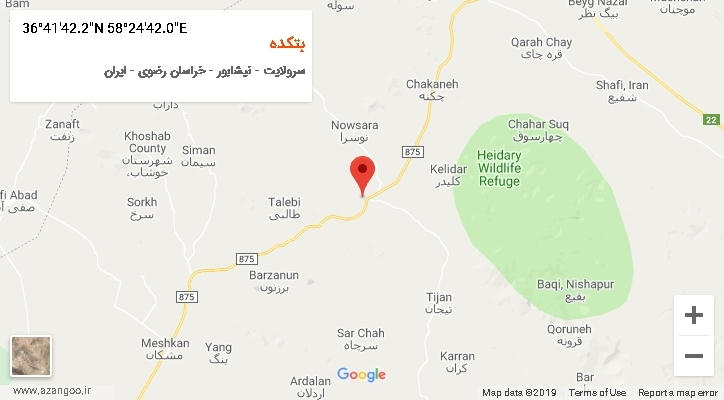 روستای بتکده بر روی نقشه