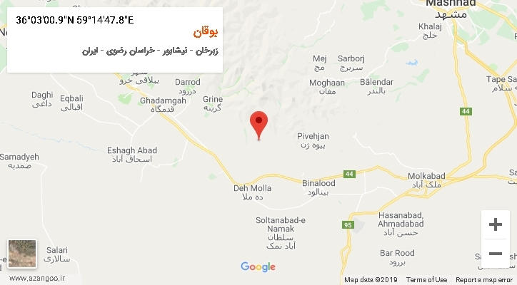 روستای بوقان بر روی نقشه