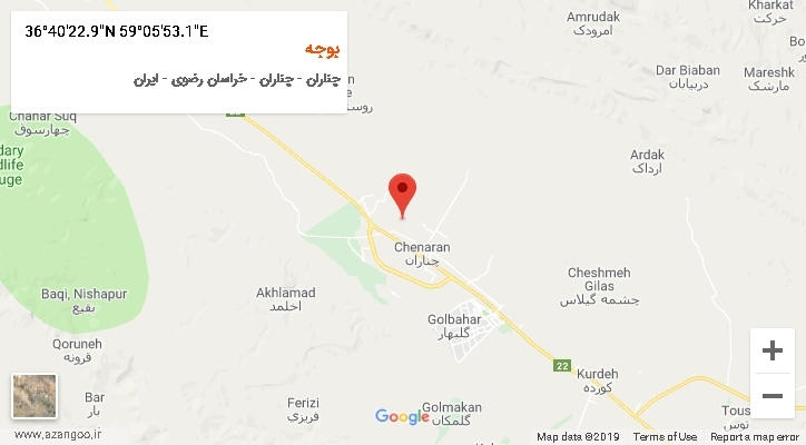 روستای بوجه بر روی نقشه