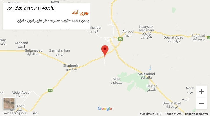 روستای بوری آباد بر روی نقشه