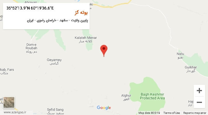 روستای بوته گز بر روی نقشه