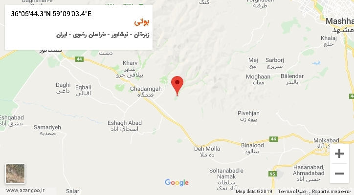 روستای بوتی بر روی نقشه