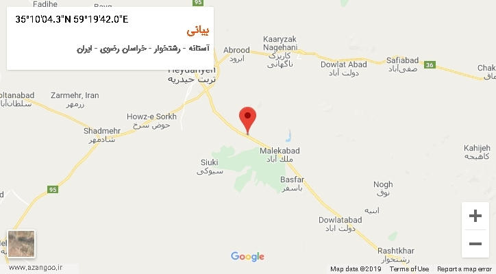 روستای بیانی بر روی نقشه