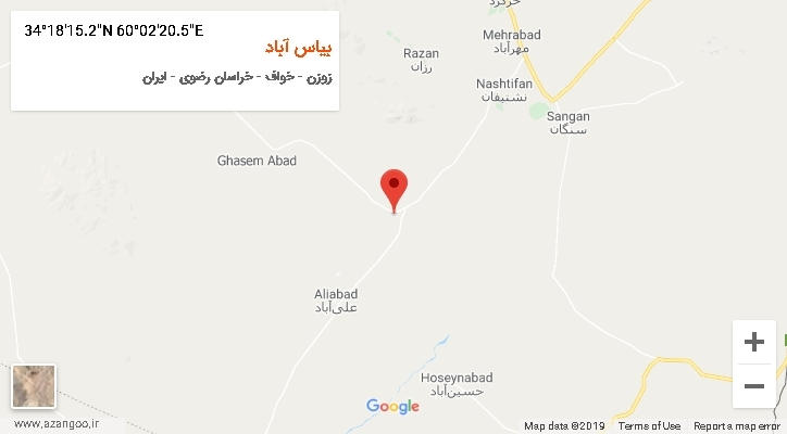 روستای بیاس آباد بر روی نقشه