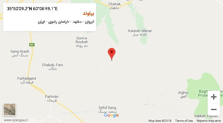 روستای بیاوند بر روی نقشه