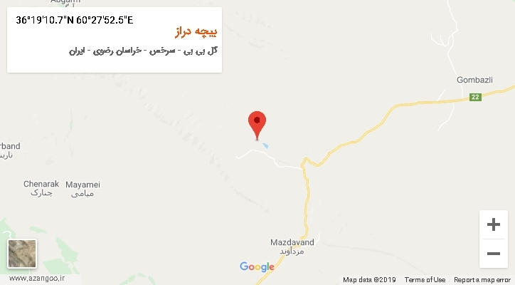 روستای بیچه دراز بر روی نقشه