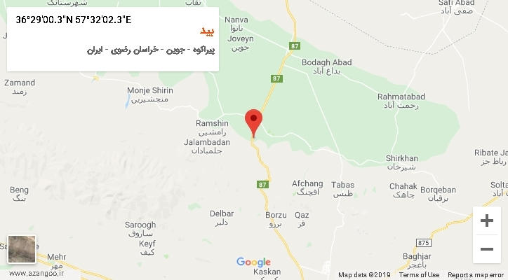 روستای بید بر روی نقشه