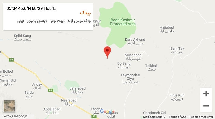 روستای بیدک بر روی نقشه