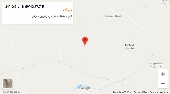 روستای بیدک بر روی نقشه