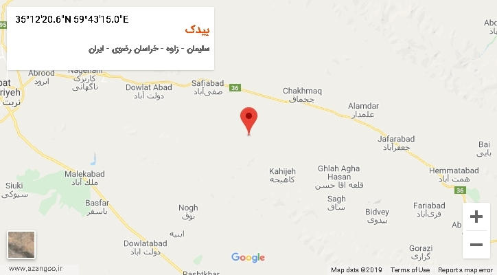روستای بیدک بر روی نقشه