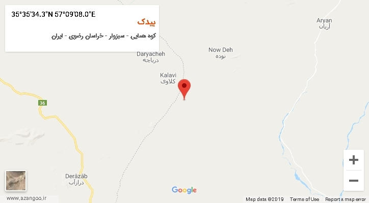 روستای بیدک بر روی نقشه