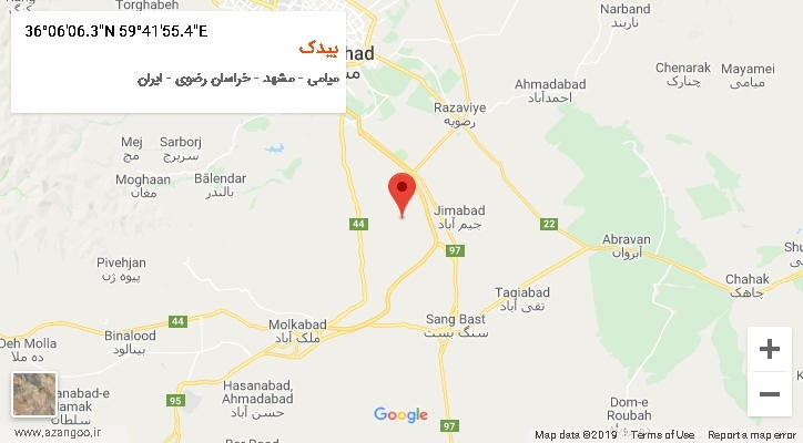 روستای بیدک بر روی نقشه