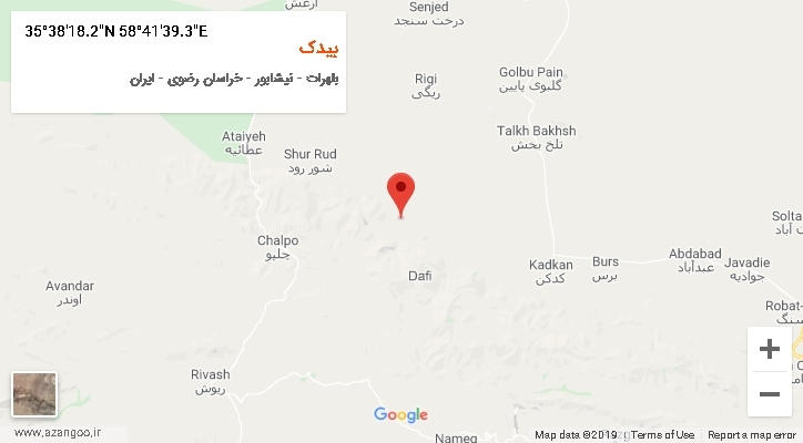 روستای بیدک بر روی نقشه