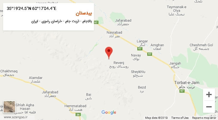 روستای بیدستان بر روی نقشه